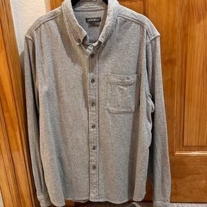 Eddie Bauer Gray Herringbone Flannel Shirt